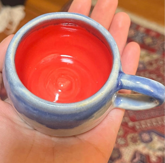 Red and blue cappuccino mug