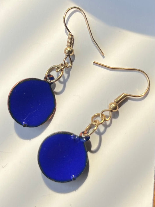 Royal blue eye enamel earrings