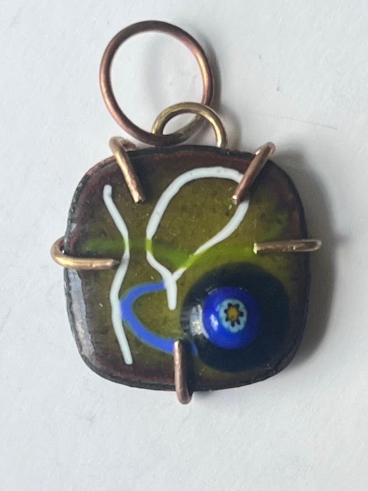 Green enamel pendant