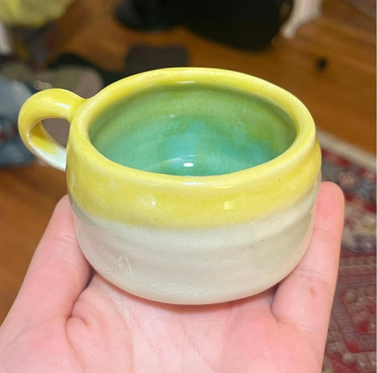Yellow and green cappuccino mug