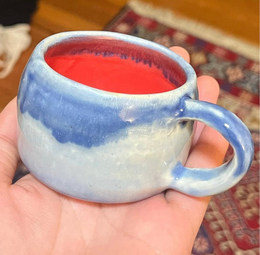 Red and blue cappuccino mug
