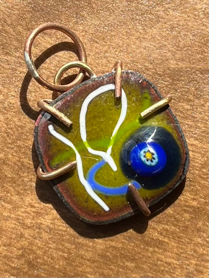 Green enamel pendant