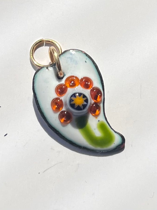 Flower enamel pendant