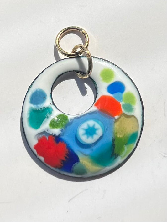 Stained glass enamel pendant